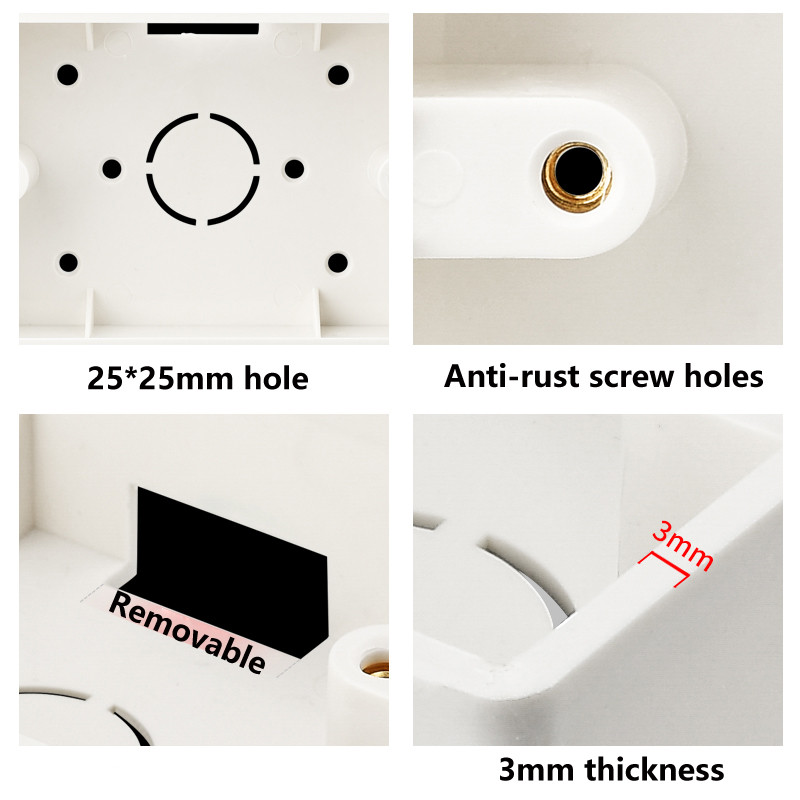 118 Tip Nadgradna utičnica Prekidač Donja kutija Zadebljani materijal Općenito Dva bita Trobitna razvodna kutija