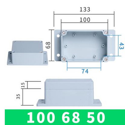 100X68X50 mm razvodna kutija, vodootporna, otporna na prašinu, IP65 ABS plastika, univerzalno električno projektno kućište s fiksnim uhom