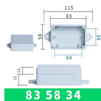 100X68X50 mm razvodna kutija, vodootporna, otporna na prašinu, IP65 ABS plastika, univerzalno električno projektno kućište s fiksnim uhom