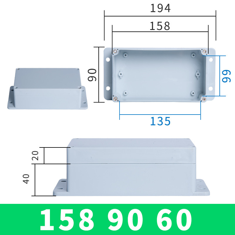 100X68X50 mm razvodna kutija, vodootporna, otporna na prašinu, IP65 ABS plastika, univerzalno električno projektno kućište s fiksnim uhom