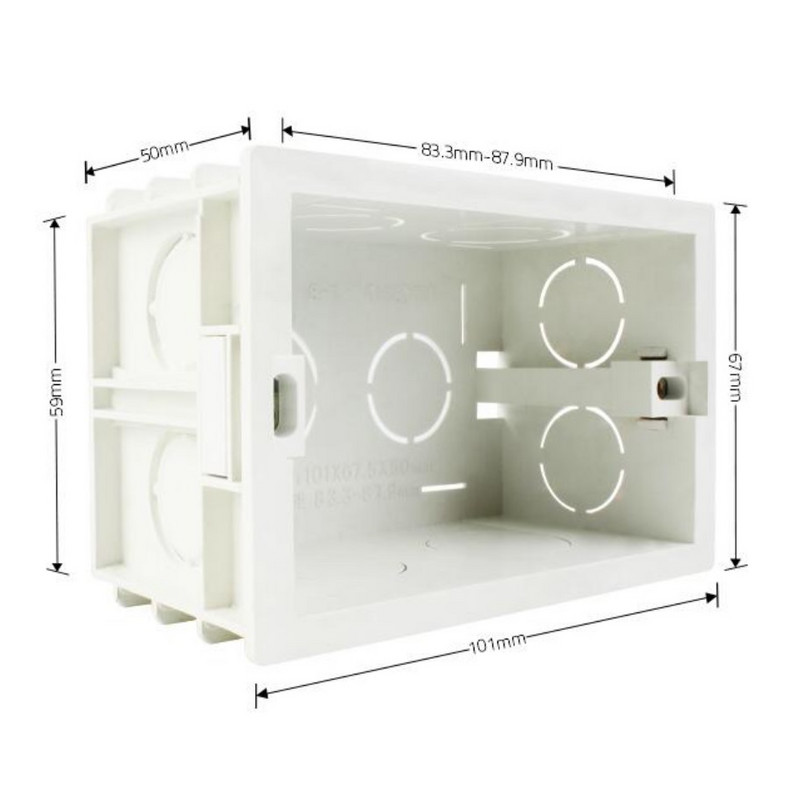 Livolo tamna kutija, bijeli plastični materijali, 101 mm * 67 mm standardna ABS kutija za unutarnju montažu za SAD za 118 mm * 72 mm zidni prekidač za svjetlo
