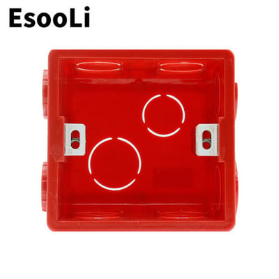 EsooLi Red Wall Mounting Box 86 Internal Cassette White Back Box for 86mm*86mm Standard Touch Switch and Socket with USB