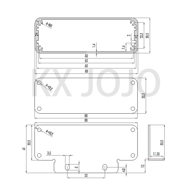 Aluminijsko kućište 88*30*120 mm srebrna/crna vodootporna kutija Kućište za hlađenje podijeljenog tipa Elektronička kutija DIY Kućište za napajanje Instrument
