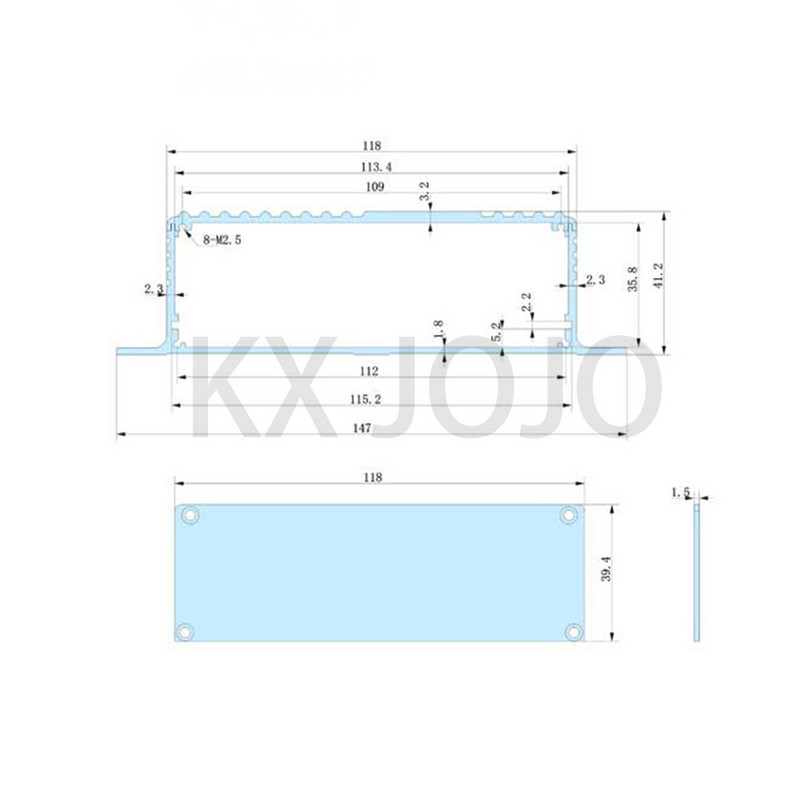 Alumīnija korpuss 147 * 41 * 100/150/155 mm ūdensnecaurlaidīga kaste, dalīta tipa korpuss elektroniskā kaste DIY barošanas korpusa instruments sudraba/melns