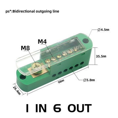 FJ6/JHD terminalni blok velike snage, mesingana razvodna kutija, jednopolni, jedan u više žica, razvodna kutija