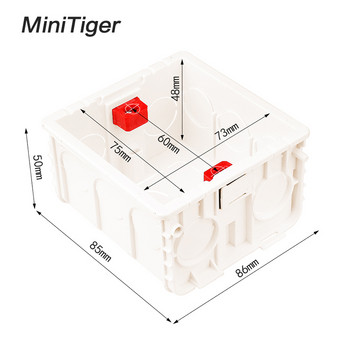 Minitiger Регулируема монтажна кутия Вътрешна касета 86mm*83mm*50mm За 86 Тип сензорен превключвател и гнездо Окабеляване Задна кутия