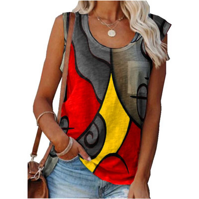 Vintage T-särgitopsid Naiste varrukateta suvised O-kaelusega T-särgid Vabaaja graafilised Harajuku Suures suuruses Elegantsed Pullover Tankid