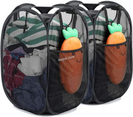 Tīkla uznirstošais netīrās veļas grozs traucē salokāms veļas grozs ar izturīgiem rokturiem Apģērbu uzglabāšanas grozi Veļas grozs
