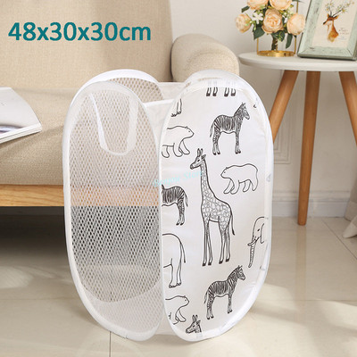 Tīkla uznirstošais netīrās veļas grozs traucē salokāms veļas grozs ar izturīgiem rokturiem Apģērbu uzglabāšanas grozi Veļas grozs