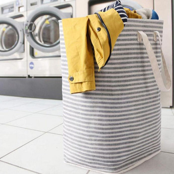 Μεγάλο οικιακό καλάθι πλυντηρίου 72 λίτρων Πτυσσόμενο ριγέ κάλυμμα πλυντηρίου ρούχων ανθεκτικό στην υγρασία για παιχνίδια ρούχων