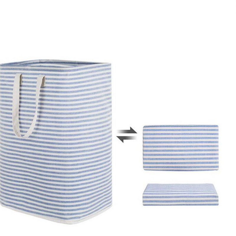 Velika kućanska košara za rublje od 72 l Sklopiva prugasta korpa za rublje otporna na vlagu za odjeću igračke