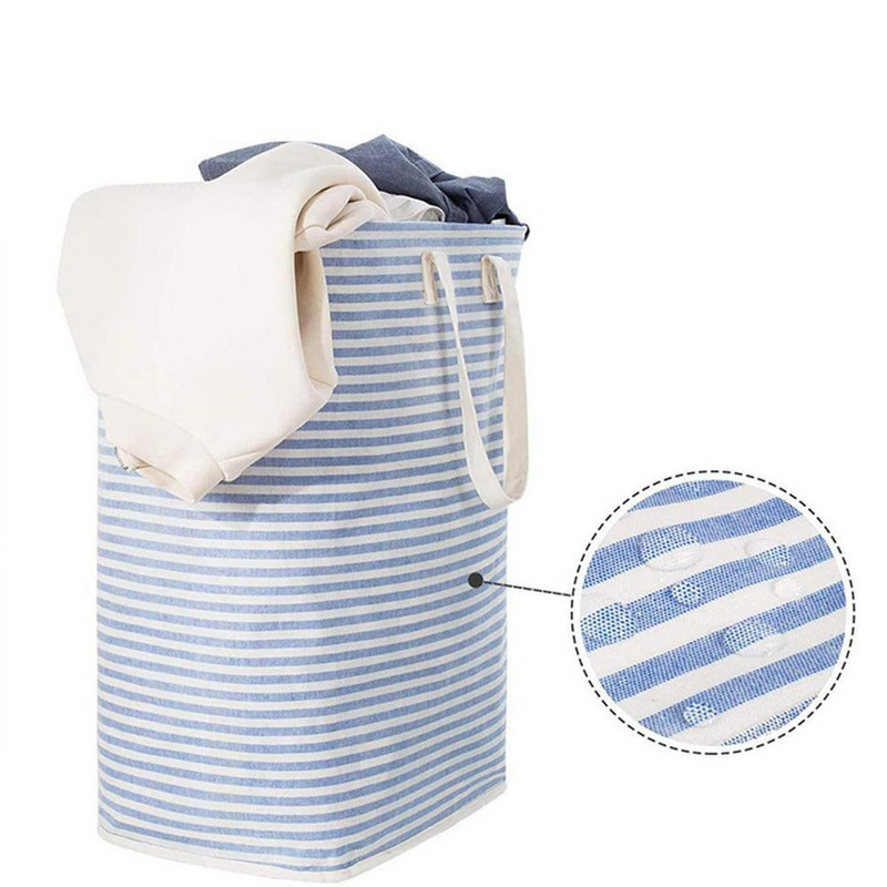 Velika kućanska košara za rublje od 72 l Sklopiva prugasta korpa za rublje otporna na vlagu za odjeću igračke