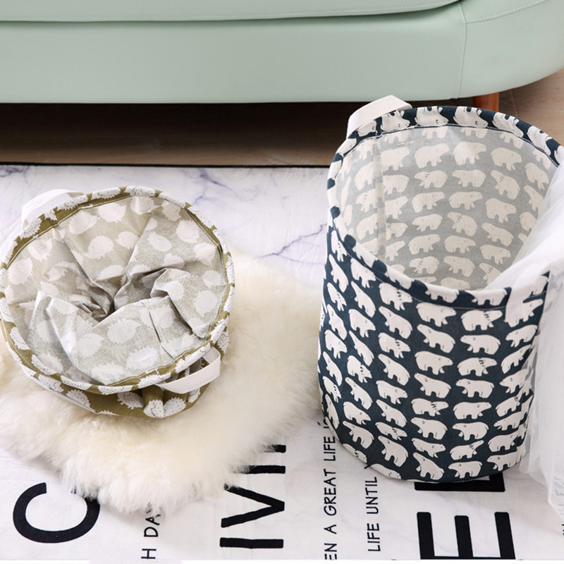 Pamučna lanena košara za prljavo rublje sklopiva periva okrugla vodootporna kanta za organizatore igračka za odjeću veliki kapacitet za pohranu doma