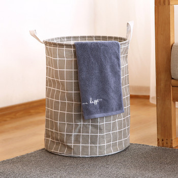 Кошница за мръсно пране Памучно бельо Сгъваема кръгла водоустойчива кофа за органайзер Дрехи Играчки Кошница за домашно съхранение с голям капацитет