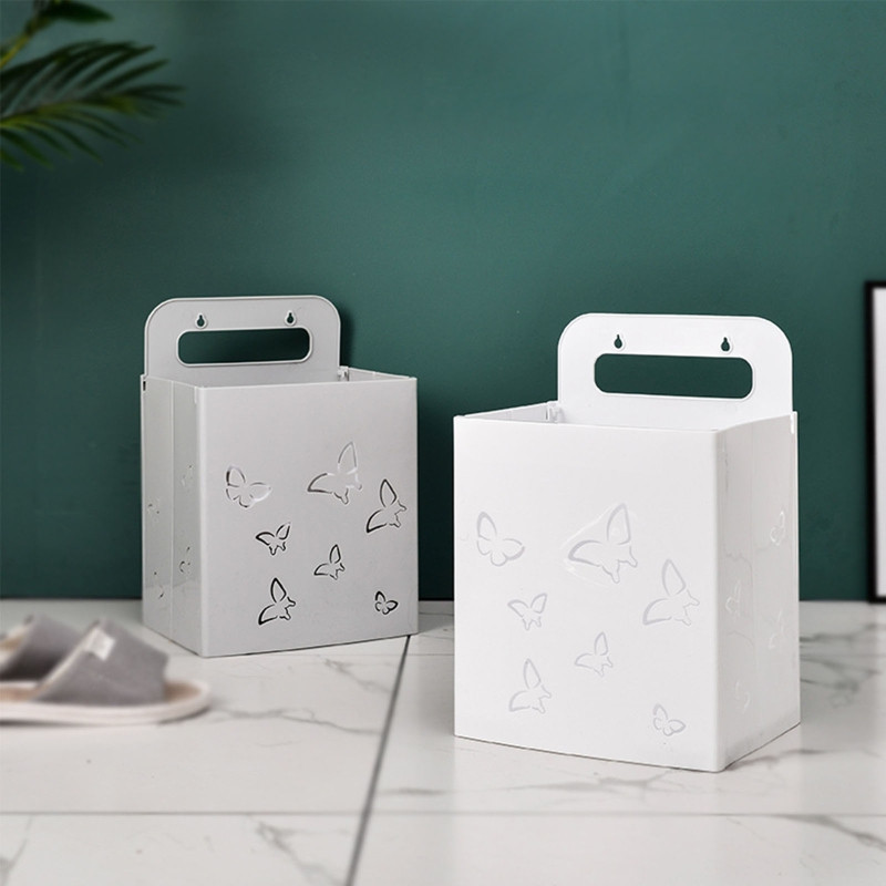 Plastična viseća korpa za rublje s ručkom, sklopiva košara za montiranje na zid, izdubljeni leptir, posuda za pohranu prljave odjeće