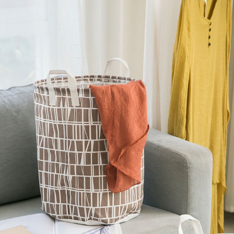 1kom sklopiva vodootporna košara za pohranu odjeće, pamučna lanena torba za pohranu, kućna košara za pohranu s crtežima