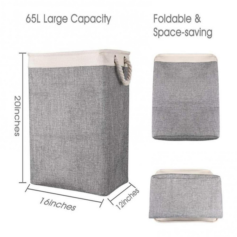 Veļas grozs ar rokturiem Salokāmas drēbes Veļas glabāšanas tvertne ar noņemamiem kronšteiniem rotaļlietu apģērbu organizēšanai