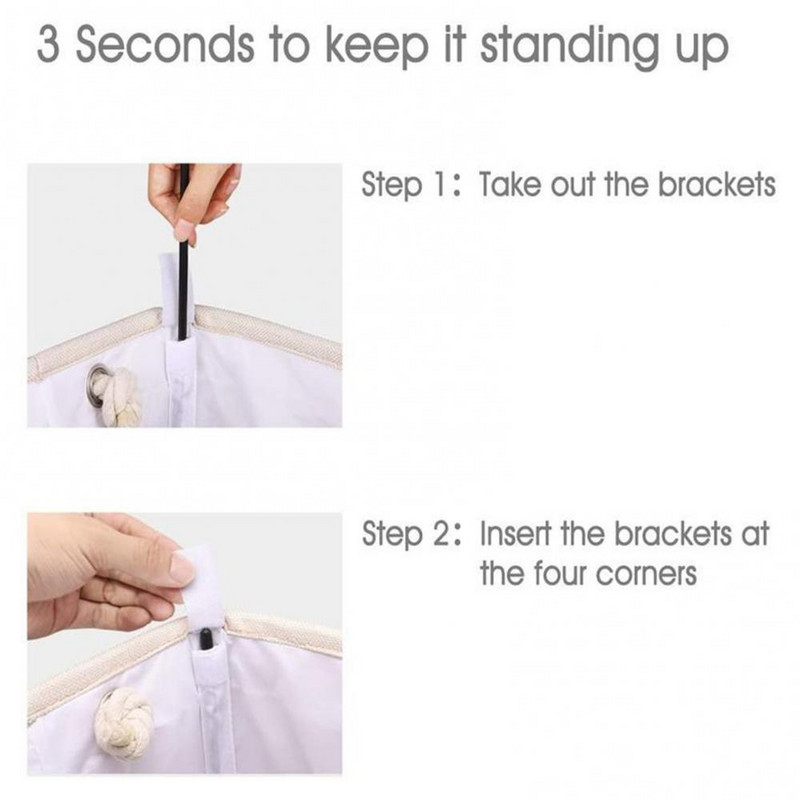 Veļas grozs ar rokturiem Salokāmas drēbes Veļas glabāšanas tvertne ar noņemamiem kronšteiniem rotaļlietu apģērbu organizēšanai