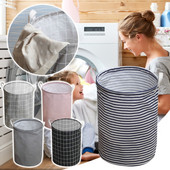 Sklopive košare za rublje od pamučnog i lanenog platna Srednja platnena košara za rublje s otvorom koja drži i slaže kantu za rublje 35*45 cm