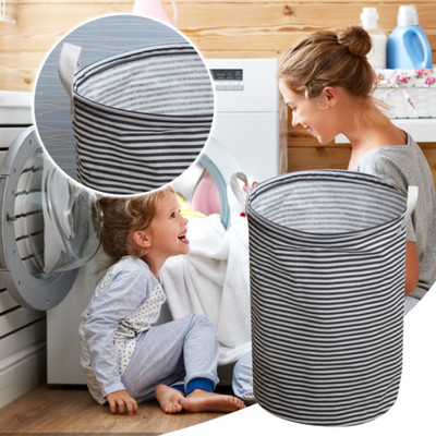 Sklopive košare za rublje od pamučnog i lanenog platna Srednja platnena košara za rublje s otvorom koja drži i slaže kantu za rublje 35*45 cm