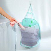 Salokāms veļas groza organizators netīrām drēbēm Vannas istabas drēbēm Tīkla glabāšanas soma Mājsaimniecības sienas piekarināmais groza rāmis spainis