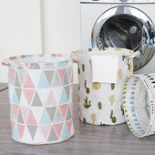 Okrugle košare za prljavu odjeću Igračke Sklopive vreće za kante Pamučna lanena košara za rublje Spremište protiv prašine Vodootporna korpa za bačvu