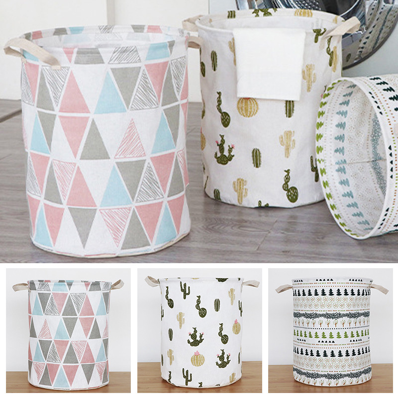 Okrugle košare za prljavu odjeću Igračke Sklopive vreće za kante Pamučna lanena košara za rublje Spremište protiv prašine Vodootporna korpa za bačvu