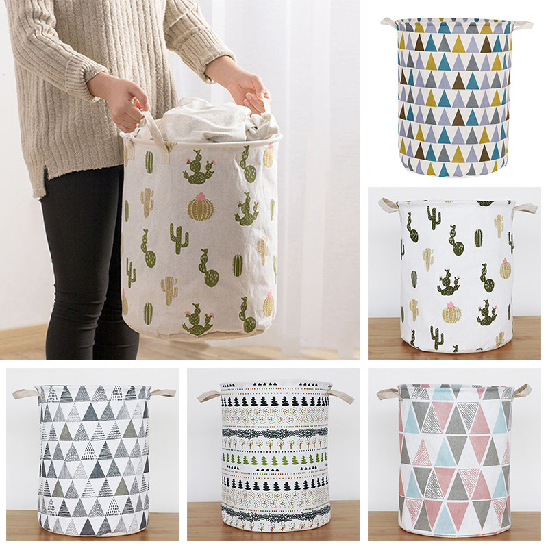Okrugle košare za prljavu odjeću Igračke Sklopive vreće za kante Pamučna lanena košara za rublje Spremište protiv prašine Vodootporna korpa za bačvu