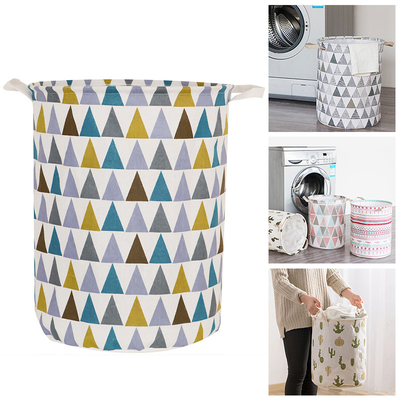 Okrugle košare za prljavu odjeću Igračke Sklopive vreće za kante Pamučna lanena košara za rublje Spremište protiv prašine Vodootporna korpa za bačvu