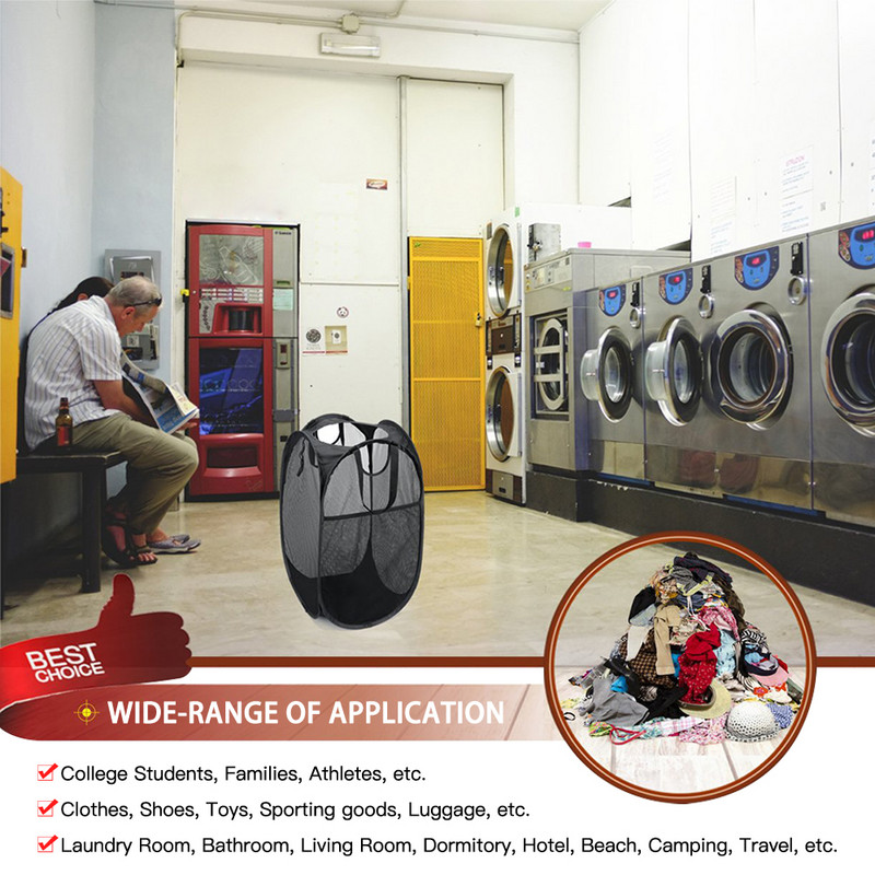 Nova sklopiva mrežasta košara za rublje od 2 komada, četvrtasta sklopiva košara za rublje, četvrtasta košara za rublje Klasifikacija košara za rublje, pohrana