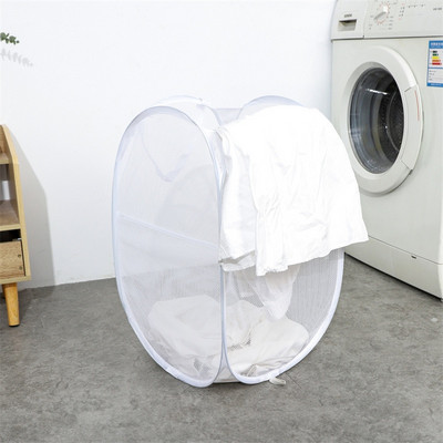 Mrežasta sklopiva košara za prljavu odjeću Košara za pohranu odjeće s izdržljivom ručkom Kućna košara za prljavu odjeću Prijenosna košara za rublje