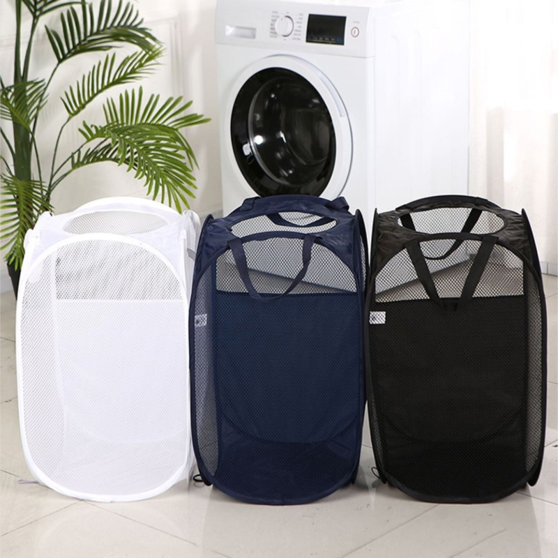 Mrežasta sklopiva košara za prljavu odjeću Košara za pohranu odjeće s izdržljivom ručkom Kućna košara za prljavu odjeću Prijenosna košara za rublje