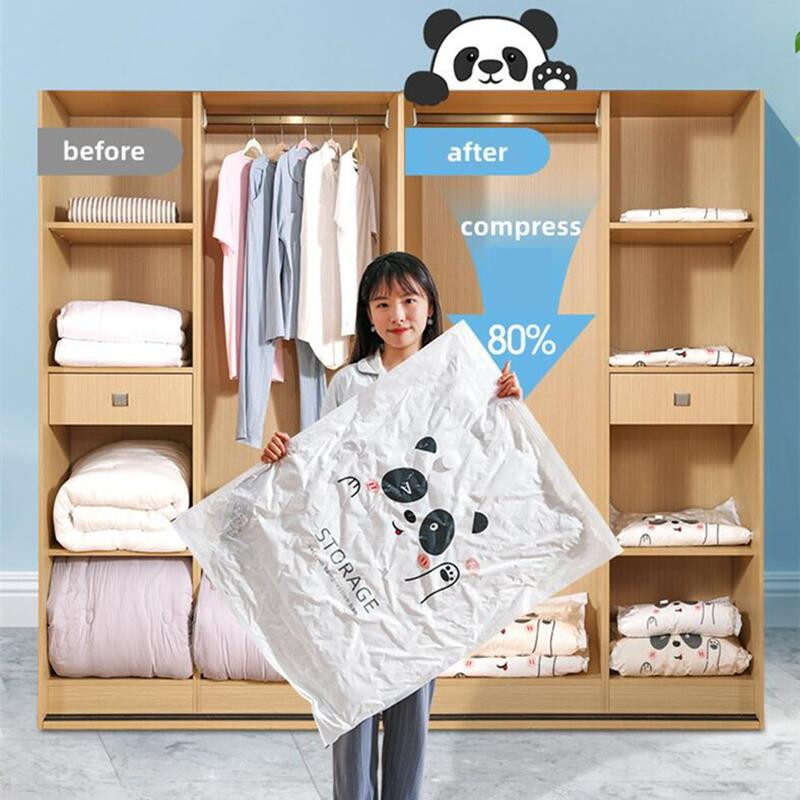 Korduvkasutatav vaakumkott ja pumba kate rõivaste jaoks, kuhu mahub suur plastikust kompressioontühi kott reisitarvikud hoiukonteiner