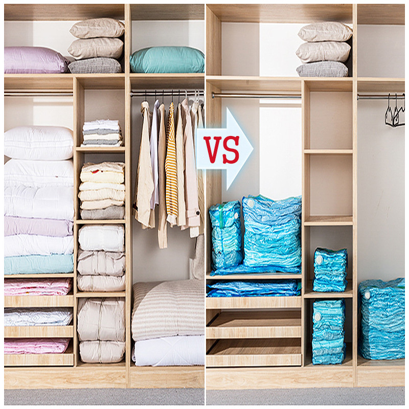 Vakuumska kompresijska vrećica visokog kapaciteta Odjeća za besplatno pumpanje Poplun Skupljanje Zadebljanje Završna obrada Putna pohrana Zatvorena vrećica Plava