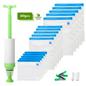 17/20 gab. Vakuuma pārtikas uzglabāšanas maisiņš bez rokas sūkņa Atkārtoti lietojams iepakojums Saldētavas maisiņi Zero Waste Seal Hermētisks virtuves organizators