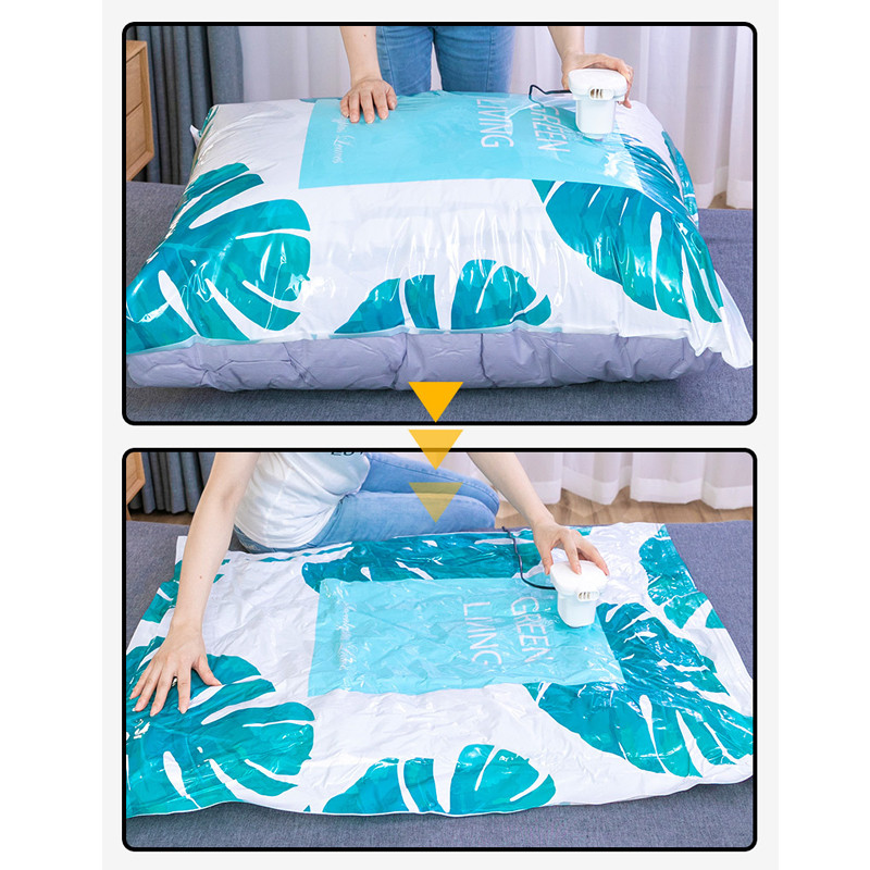 Lielas ietilpības vakuuma kompresijas maisiņš Liels izplūdes gāzu šķirošanas maiss Guļamistabas skapis Apšuvuma glabāšana Aizzīmogots maisiņš Taupojoša vieta Zils