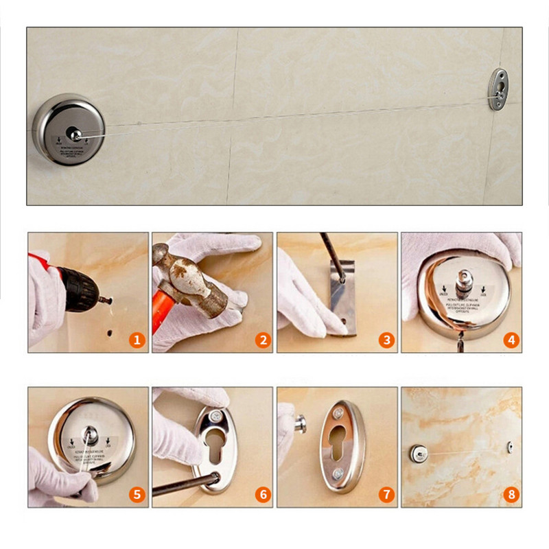 Organizator za sušenje odjeće Konopci za odjeću na uvlačenje od nehrđajućeg čelika Kućna pohrana Praktični stalak za sušenje odjeće Uže Vješalica za rublje