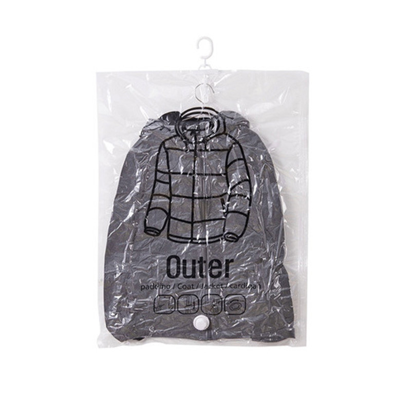 Skaidrus drabužių kompresinis maišelis, pūkinė striukė, pakabinamas užtrauktuko laikymo krepšys, drabužių laikymo plastikinis maišelis, PE plastikas, vakuuminis S