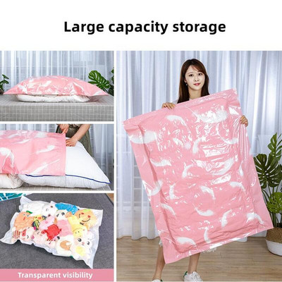 Reusable Vacuum Bag and Pump Cover for Clothes Storing Large Plastic Compression Empty Bag Travel Accessories Storage Container