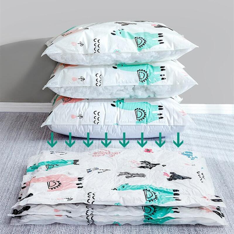 Korduvkasutatav vaakumkott ja pumba kate rõivaste jaoks, kuhu mahub suur plastikust kompressioontühi kott reisitarvikud hoiukonteiner