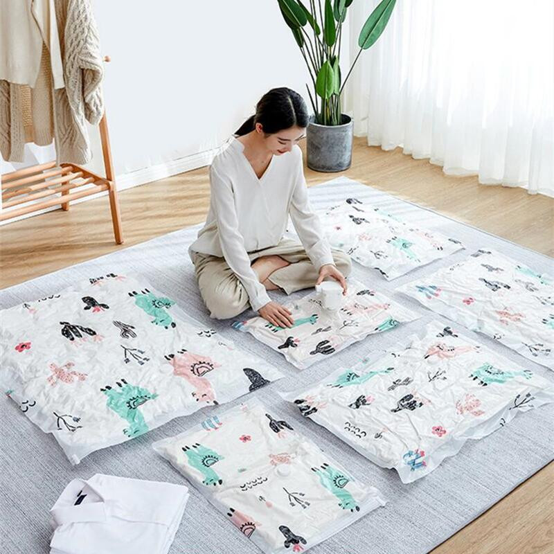 Korduvkasutatav vaakumkott ja pumba kate rõivaste jaoks, kuhu mahub suur plastikust kompressioontühi kott reisitarvikud hoiukonteiner