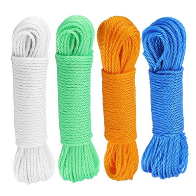 20m Clotheslines Long Colored Nylon Rope Lines Cord Clothesline Garden Camping Outdoors Climbing Traction Tying Net Rope