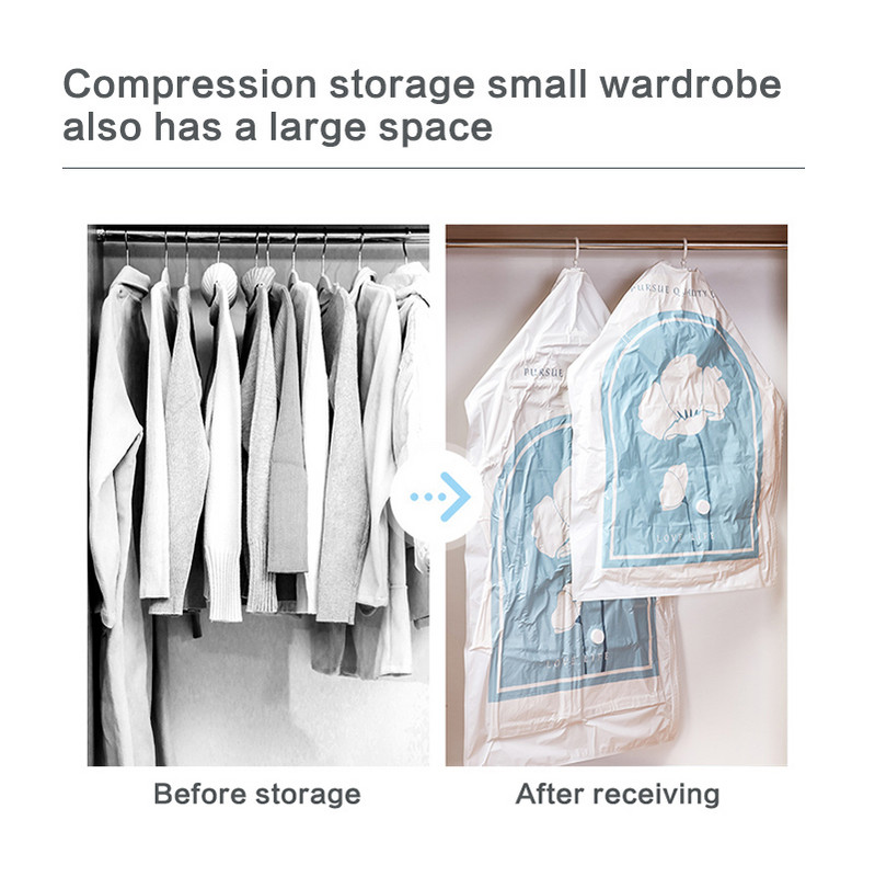 Višekratna viseća vakuumska vrećica za pohranu odjeće i pumpa s vješalicom Ormar Organizator Stalak za odjeću Usisavanje Prazne vrećice