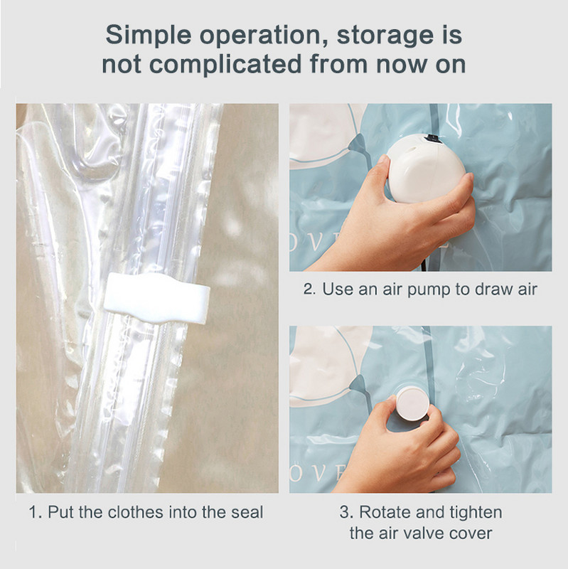 Višekratna viseća vakuumska vrećica za pohranu odjeće i pumpa s vješalicom Ormar Organizator Stalak za odjeću Usisavanje Prazne vrećice