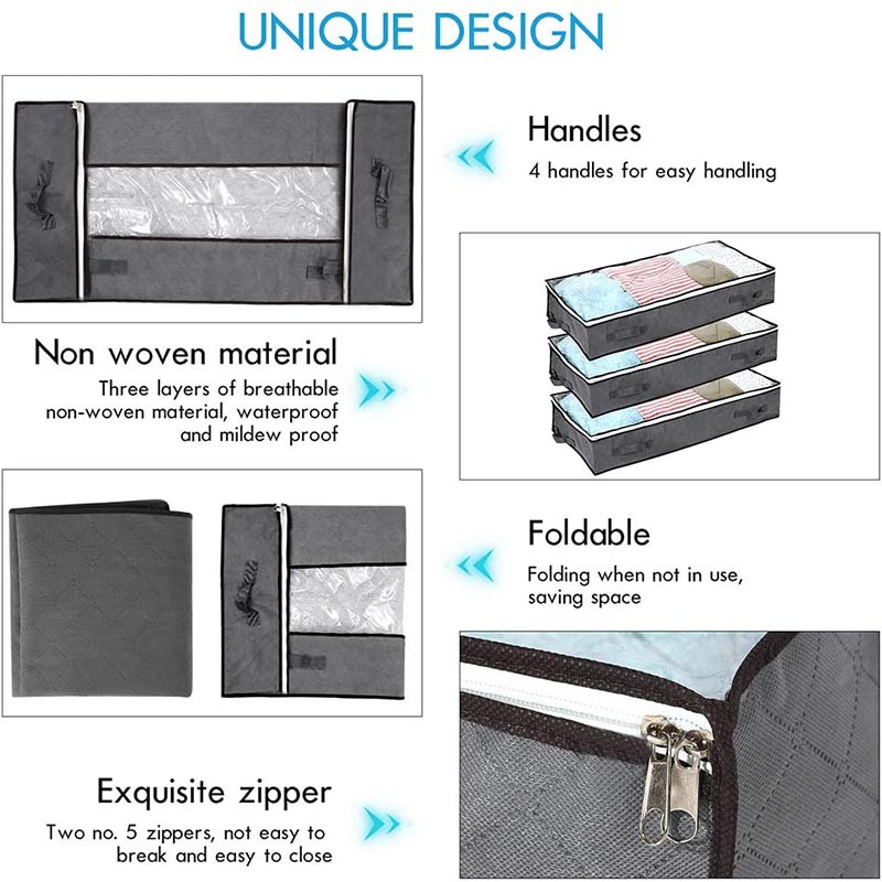 Ispod kreveta Vreća za pohranu Odjeća Poplun Pokrivač Posuda za pohranu Sklopiva netkana pregrada za razne stvari Kutija za pohranu cipela Kućni organizator