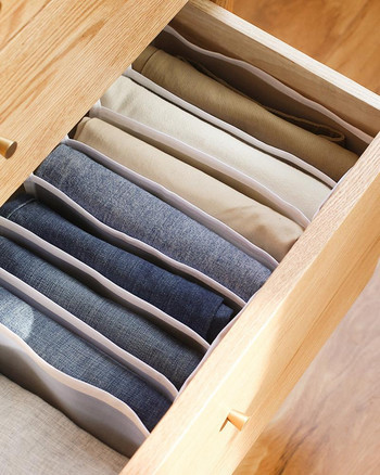 Anesv Jeans Organizer Κουτί αποθήκευσης Διχτυωτό κουτί διαχωρισμού Ντουλάπα Ρούχα στοίβαξη παντελονιών Διαιρέτης συρταριού Μπορεί να πλυθεί υφασμάτινη οργάνωση