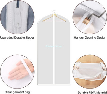 Κρεμαστά ρούχα Κάλυμμα για τη σκόνη Κάλυμμα για νυφικό Κοστούμι Παλτό Τσάντα αποθήκευσης Διαφανές ενδυματολογικό κάλυμμα ντουλάπας Κρεμαστό κάλυμμα ρούχων