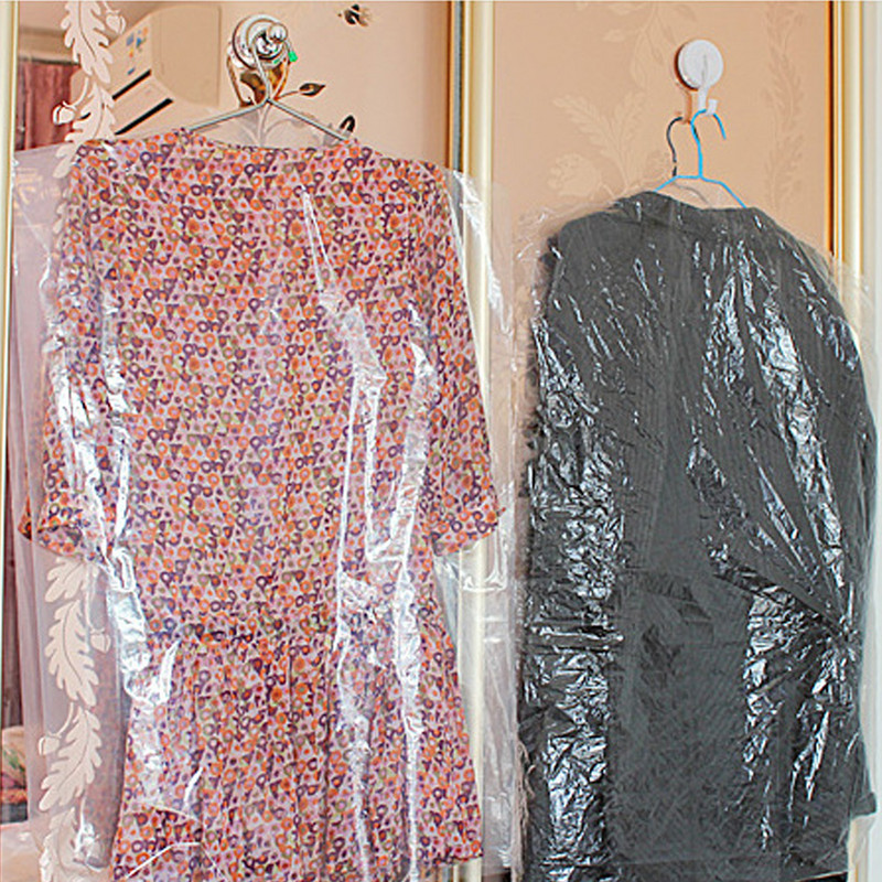 10 gab. Apģērba uzvalks Apģērba Putekļu necaurlaidīgs Pārvalks Caurspīdīgs Plastmasas Uzglabāšanas Soma pelnu pārvalks