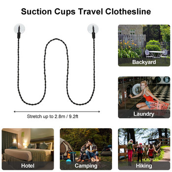 Σειρά ρούχων Travel Washing Line Retractable Clothesline Ρούχα με βεντούζα Ταξιδιωτική γραμμή πλύσης Ρυθμιζόμενη αντιανεμική Ro