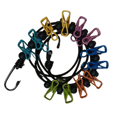 Putni konop za odjeću na uvlačenje Elastičan konop za odjeću Uže s 12 kopči Uže za sušenje odjeće Putni konop za odjeću za odmor u dvorištu